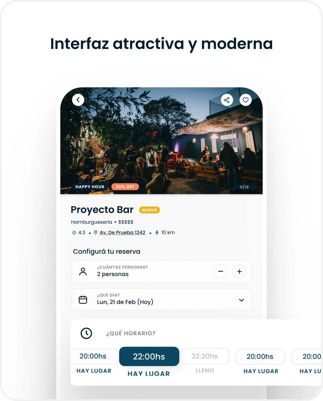 Interfaz sistema de reservas online